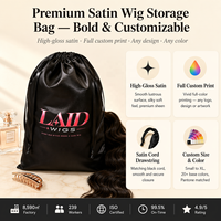 Sac à cordon personnalisé en satin noir imprimé, grand format, élégant et luxueux, pour cadeaux, chapeaux, chaussures, maillots de bain, accessoires capillaires et emballage de lots