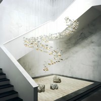 Lustre d'escalier personnalisé ANNO, luminaire suspendu floral avec design floral pour villa de luxe, hôtel, intérieur