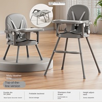 Chaise haute multifonctionnelle pliable pour bébé avec housse en cuir souple, chaise de repas réglable adaptée aux enfants de 0 à 3 ans