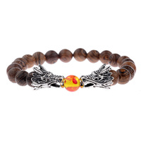 Bracelet élastique en perles de bois style chinois Dragon de 8 mm, bijoux de mode, vente en gros