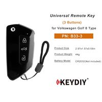 Clé télécommande universelle KEYDIY KD B33-3 à 3 boutons pour Volkswagen Golf 8 Type, Série B, 5 pièces par lot