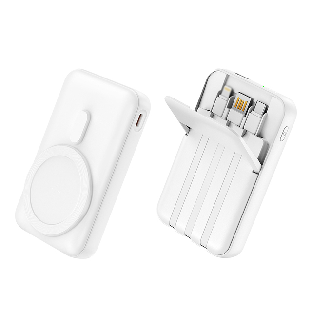 PD 22.5W Built-In 3 Cables Digital Display Fast Charging 15W Wireless Charging Power Bank Foldable 10000mAh Powerbank