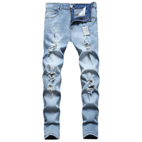 Offre Spéciale haute qualité Designer Rock Revival déchiré Smog hommes jean droit Hip-Hop Style lavé Denim jean respirant solide