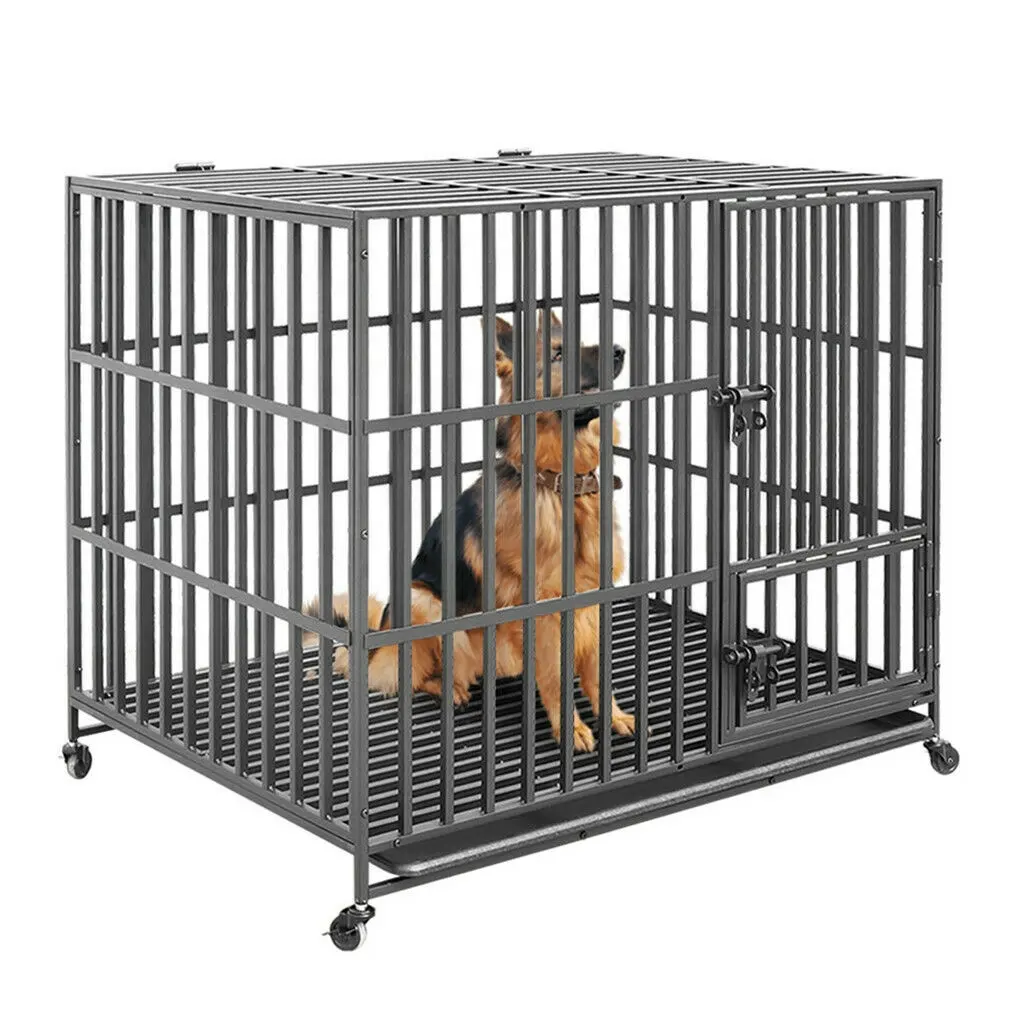 Gaiola de cachorro de metal profissional portátil, venda no atacado, popular, cão, gaiola com rodas