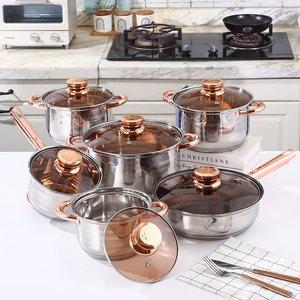 Bộ nồi chảo chống dính 12 món, đáy đôi, chất liệu thép không gỉ, kèm nắp kính, dùng được cho bếp gas - Product Image 6