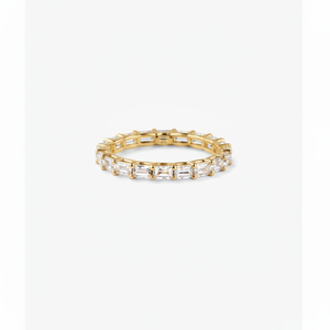 Anillo Aurora Radiant Eternity con Gema de Corte Esmeralda, Chapado en Oro Puro y Rodio, Joyería Fina de Moda - Product Image 1