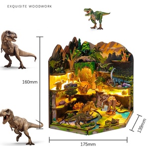 ชุดโมเดลไดโนเสาร์ยุคก่อนประวัติศาสตร์สำหรับเด็กและผู้ใหญ่สำหรับตกแต่งคริสต์มาสวันเกิดไฟ LED กลางคืน3D กระท่อมวันโลกาวินาศ - Product Image 5