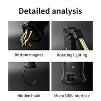 Senter Led Cob taktis Mini, lampu kerja portabel Super terang dapat diisi ulang Usb