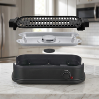 Grill électrique sans fumée portable 1800W, chauffe rapidement, grill de table avec plaque amovible pour la cuisine et le balcon