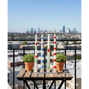 Hand-Painted Decorative <b>Taper</b> <b>Candles</b> Colorful Modern Home Dcor (Set of 4) for Valentine's Day & Birthdays Votive <b>Candle</b> - Product Image 1