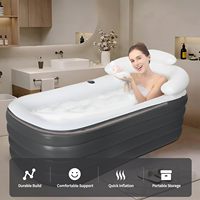 Piscine Spa Gonflable PVC Crossing King Portable pour Adultes avec Pompe à Air Électrique, Baignoire Spa Autoportante Pliable avec Dossier et Porte-Gobelet