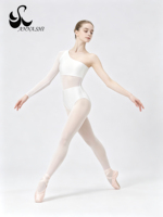 Justaucorps de danse asymétrique à une épaule avec découpes en maille Anna Shi pour filles