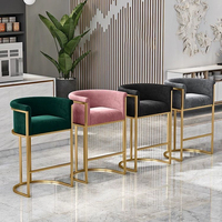 Tabouret de bar moderne en métal et acier avec éponge haute densité et couleur de meuble de siège en velours personnalisée