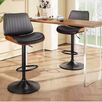 Tabourets de bar pivotants réglables en hauteur, en cuir noir, design moderne et écologique, pour extérieur, chambre, cuisine et café - Vente en gros