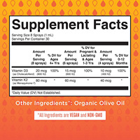 Vitamine D3 + K2 vaporisateur 30ml de marque privée OEM Supplément liquide de vitamines D3 végétaliennes pour soutenir la santé des os de tout le corps