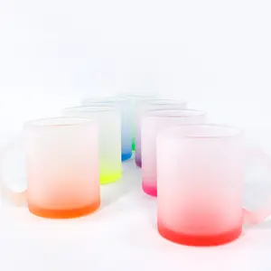 High Quality 11oz Heating Press Transfer Cups Sublimation Customized Gradient Color Frosted Glass Mug