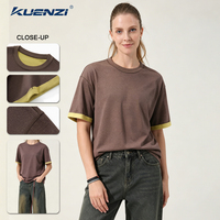 T-shirt pour femme Kuenzi Cool Feeling personnalisé à manches courtes, 40% polyester, 60% coton, 230GSM, poids lourd, couleurs contrastées