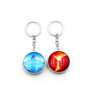 Wholesale High Quality 35mm 45mm Round Shape Custom Your Own Design Logo Iceland Glass Crystal Key Chain