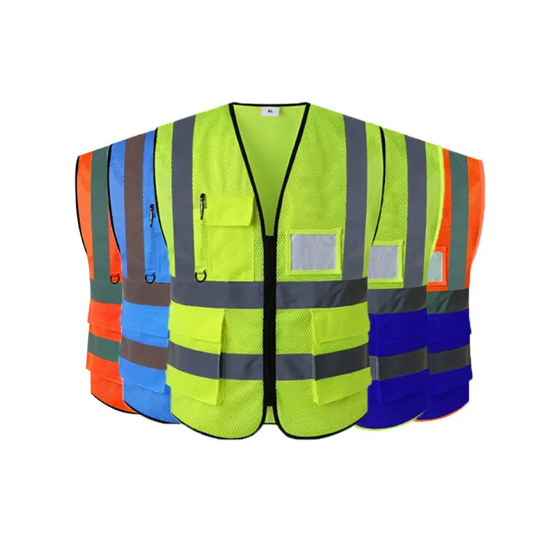 Gilet réfléchissant de chantier durable Veste d'équitation fluorescente Vêtements réfléchissants de sécurité avec poches pour les travailleurs de la sécurité dans la construction