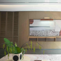 Panneau mural en bois d'ingénierie durable, résistant à l'humidité, facile à installer, pour un intérieur de salon moderne et contemporain, avec une garantie de 5 ans
