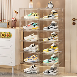 Transparent Stackable Shoe Cabinet Storage <b>Box</b> With Lid Durable Dustproof Home Shoe Rack <b>Plastic</b> Foldable Standing Type 20-35L - Product Image 3