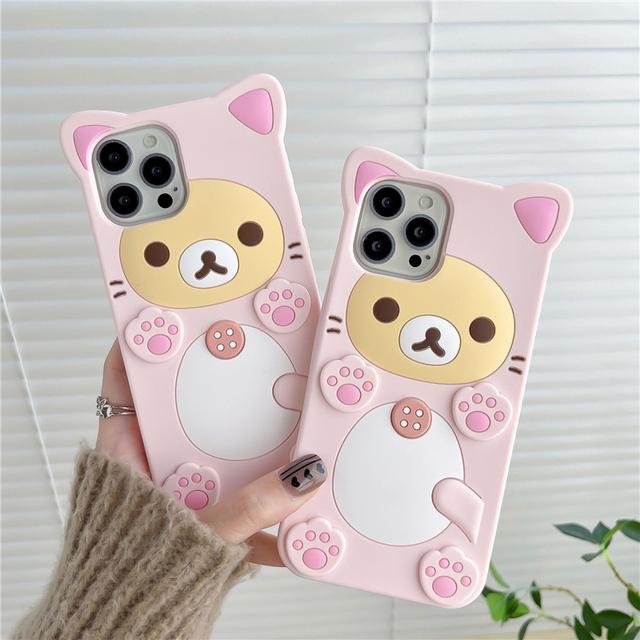 Hot Sale 3d Cartoon Character Anime Designs case for iphone 15 14 13 12,for iphone 11 Bear Phone case Simple