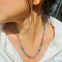 Zircons de luxe Super luxe gros Zircon cubique coloré pavé chaîne de tennis ronde glacé CZ collier pour femmes bijoux