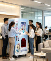 Distributeur automatique de crème glacée commercial entièrement automatique avec système de réfrigération intégré, coque extérieure personnalisée, intelligent et souple