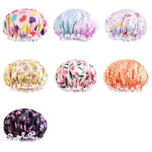 Venta al por mayor de accesorios para el cabello con logotipo personalizado, gorros de satén de doble capa de tela impermeable para niños, gorro de ducha de diseño para bebés, baño para niños - Product Image 1