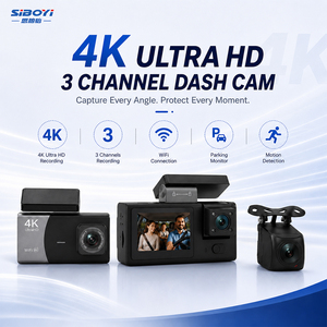 Caméra embarquée 3 canaux 4K Ultra HD IPS avec enregistreur vidéo, Wi-Fi intégré, <span class=keywords><strong>enregistrement</strong></span> <span class=keywords><strong>en</strong></span> boucle, surveillance de stationnement et détection de mouvement - Product Image 1