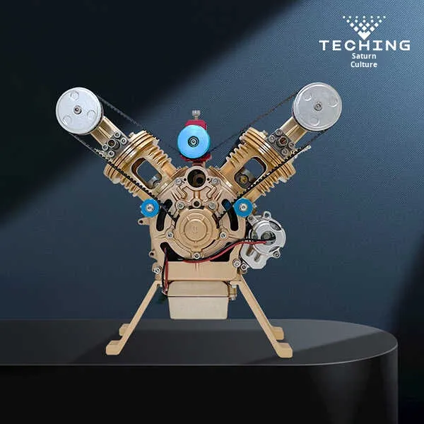 Saturn Culture Alloy V2 Twin Cylinder Engine Assembly Model Toy for Robotics Kits