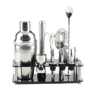 Amazon Diskon Besar Peralatan Barware 750ML 18 Buah Kit Bartender Baja Tahan Karat Aksesori Bar Set Pengocok Koktail