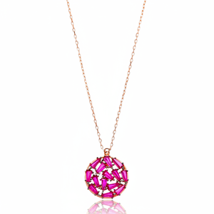 Baguette-colgante de plata de ley 925 con piedra de Rubí, joyería turca - Product Image 2