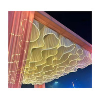 Hot Sale Wedding Hotel Ceiling Light Decoration Ceiling Veil Drapes LED Strips Fabric Curtains with Led Strip Lights