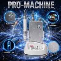 Ponceuse à ongles professionnelle portable OEM à moteur sans balais avec base de charge pour la manucure, le modelage et la pédicure, l'élimination du gel et la formation