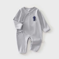 Mamibai Lot de 4 Combinaisons Kimono pour Bébé |   Combinaison en coton respirant à manches chauve-souris avec nœud latéral et applique animale |   0-6 mois Rose