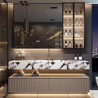 Meuble-lavabo mural cannelé résistant à l'eau et écologique, idéal pour villas et hôtels modernes – Vente Flash