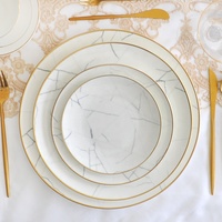 Service de vaisselle de luxe personnalisé en porcelaine fine vert foncé effet marbre, fait main, compatible lave-vaisselle, pour restaurant