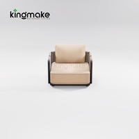 Canapé d'extérieur moderne en forme de L avec table basse ronde, mobilier de jardin en corde tressée, ensemble de canapés modulaires