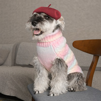 Pull chaud côtelé pour animaux de compagnie, col roulé, chandail doux en polaire pour chiens et chats, vêtements d'automne et d'hiver pour chiots et chatons