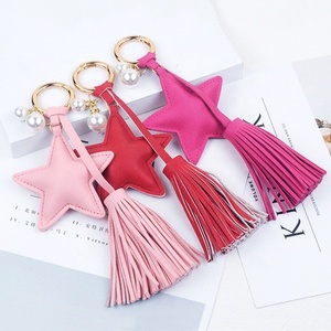 Wholesale Custom Pu Leather Keychains Car Tag Keyrings Custom Star Shape Woven Leather Keychains - Product Image 6