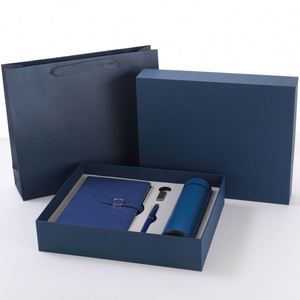 Set de Regalo Promocional de Lujo al por Mayor: Cuaderno de Cuero PU Azul, Bolígrafo, Termo y Botella de Agua Personalizados - Product Image 2