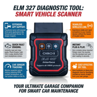 Escáner OBD2 ELM327 2026, Lector de Códigos de Diagnóstico Universal para Automóviles de 12V, Analizador OBDII