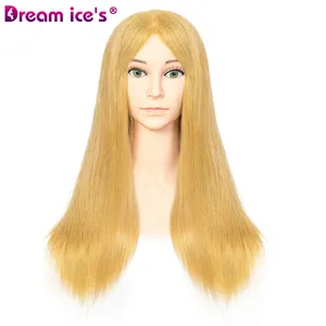 드림 아이스 다채로운 긴 머리 아름다운 여성 마네킹 훈련 더미 머리 절단 꼰 스타일링 인형 머리 주소