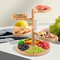 Présentoir à pâtisseries rotatif en bois 5-en-1 détachable et personnalisable pour buffet de nourriture et desserts, outils à gâteaux