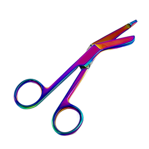 Stainless Steel Manual Veterinary Bandage Scissors <b>Angled</b> Blade Reusable Medical Dressing <b>Cutting</b> Surgical Instruments - Product Image 3
