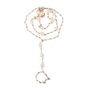 Chaîne de cheville bohème en fausses perles plaquée or pour femme, bijou de fête tendance - Product Image 5