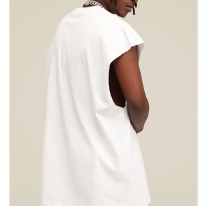 Camiseta de tirantes oversize de algodón 100% con estampado puff y lavado ácido, de punto, de manga corta, corte personalizado, estilo streetwear, para hombre - Product Image 4