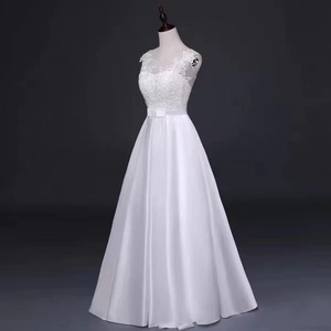 Abito da Sera Corto da Donna, Nuovo Elegante Stile Socialite in Raso Bianco, Design Francese Leggero per <span class=keywords><strong>Matrimonio</strong></span> - Product Image 2
