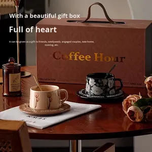Juego de Taza y Platillo de Café Retro de Lujo Blooming Light - Regalo de Boda para Recién Casados, Cumpleaños, <span class=keywords><strong>Mudanza</strong></span> y Nueva Casa - Product Image 1